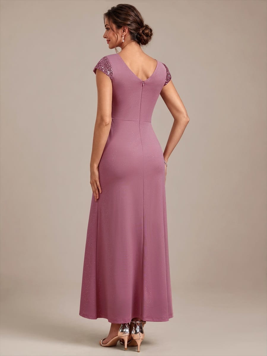 Knotted Knit Cap Sleeve Dress #color_Purple Orchid