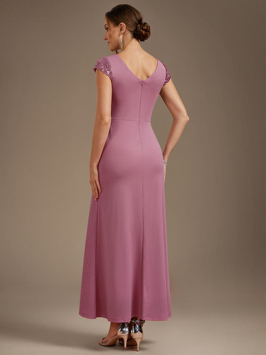 Knotted Knit Cap Sleeve Dress #color_Purple Orchid