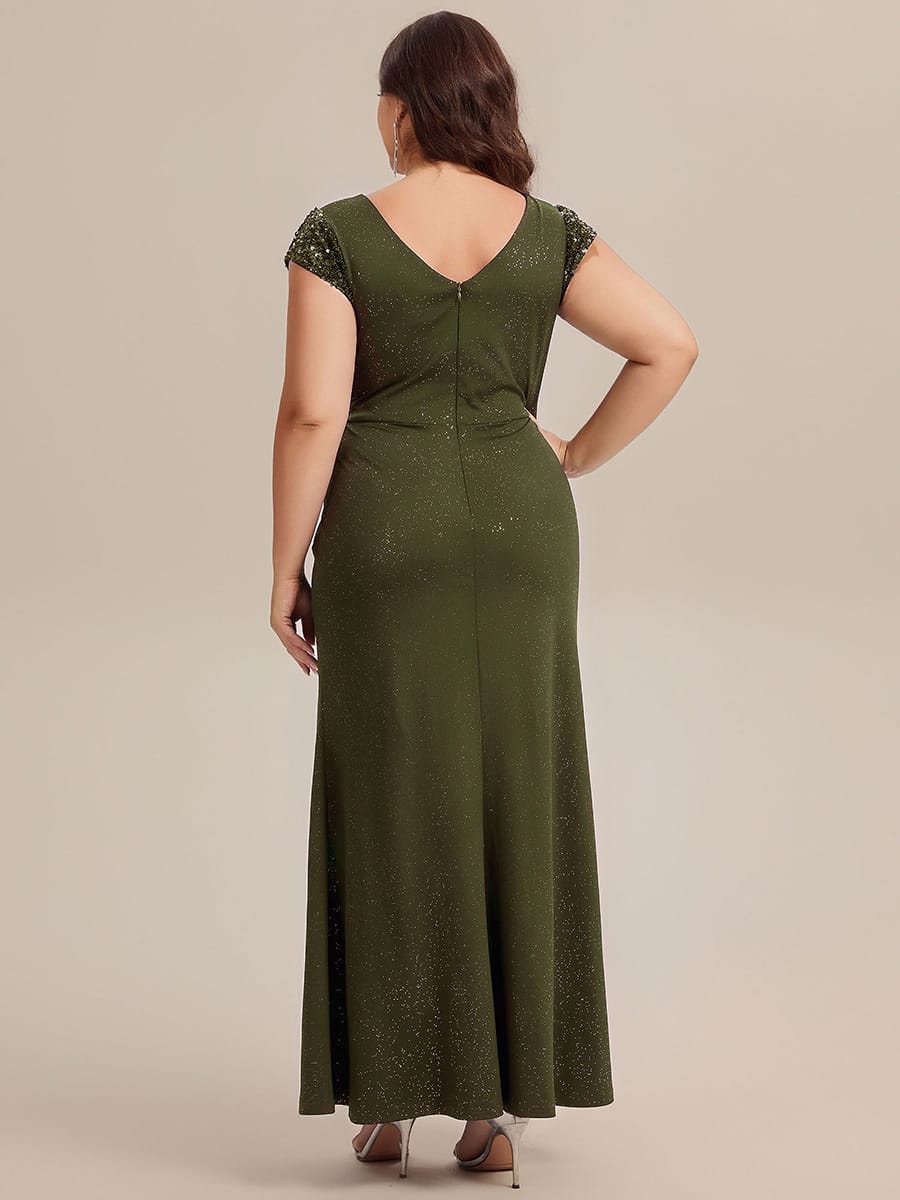 Knotted Knit Cap Sleeve Dress #color_Olive Green