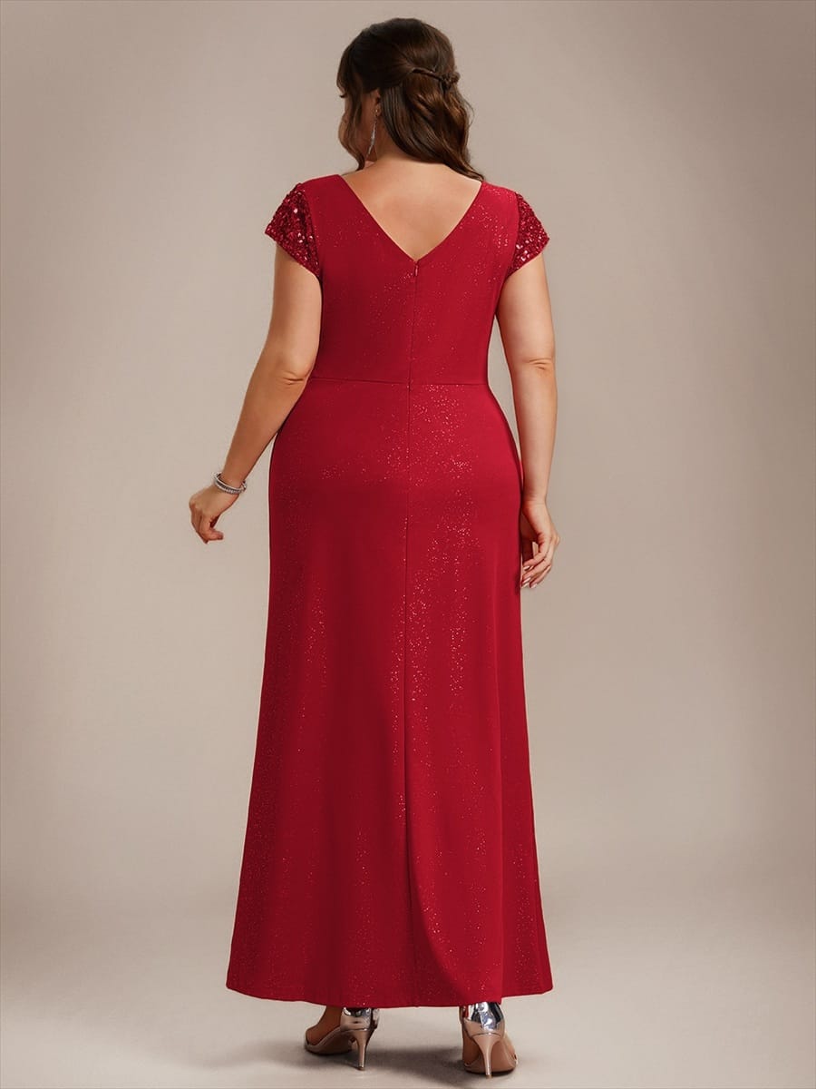 Knotted Knit Cap Sleeve Dress #color_Red