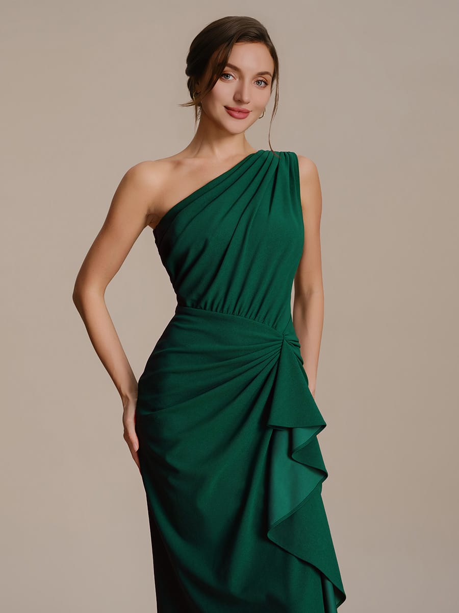 Thigh-High Slit Knit Sleeveless Dress #color_Dark Green