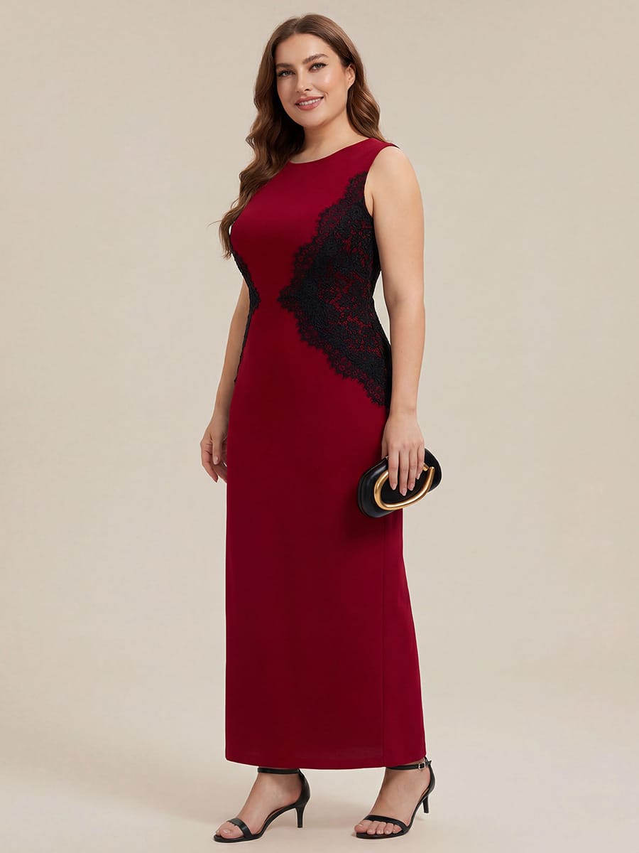 Cut-Out Detail Knit Sleeveless Dress #color_Dark Red
