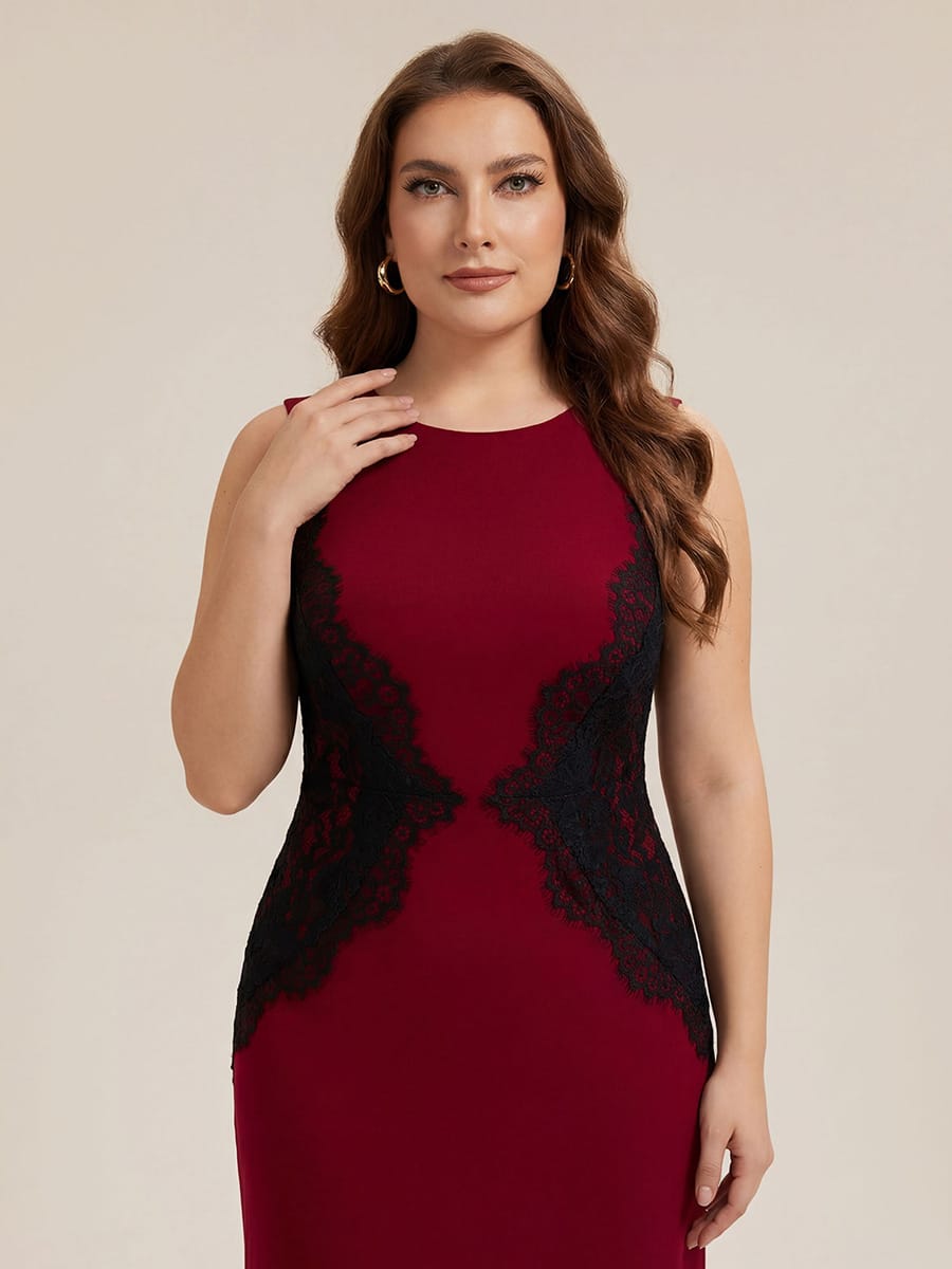 Cut-Out Detail Knit Sleeveless Dress #color_Dark Red