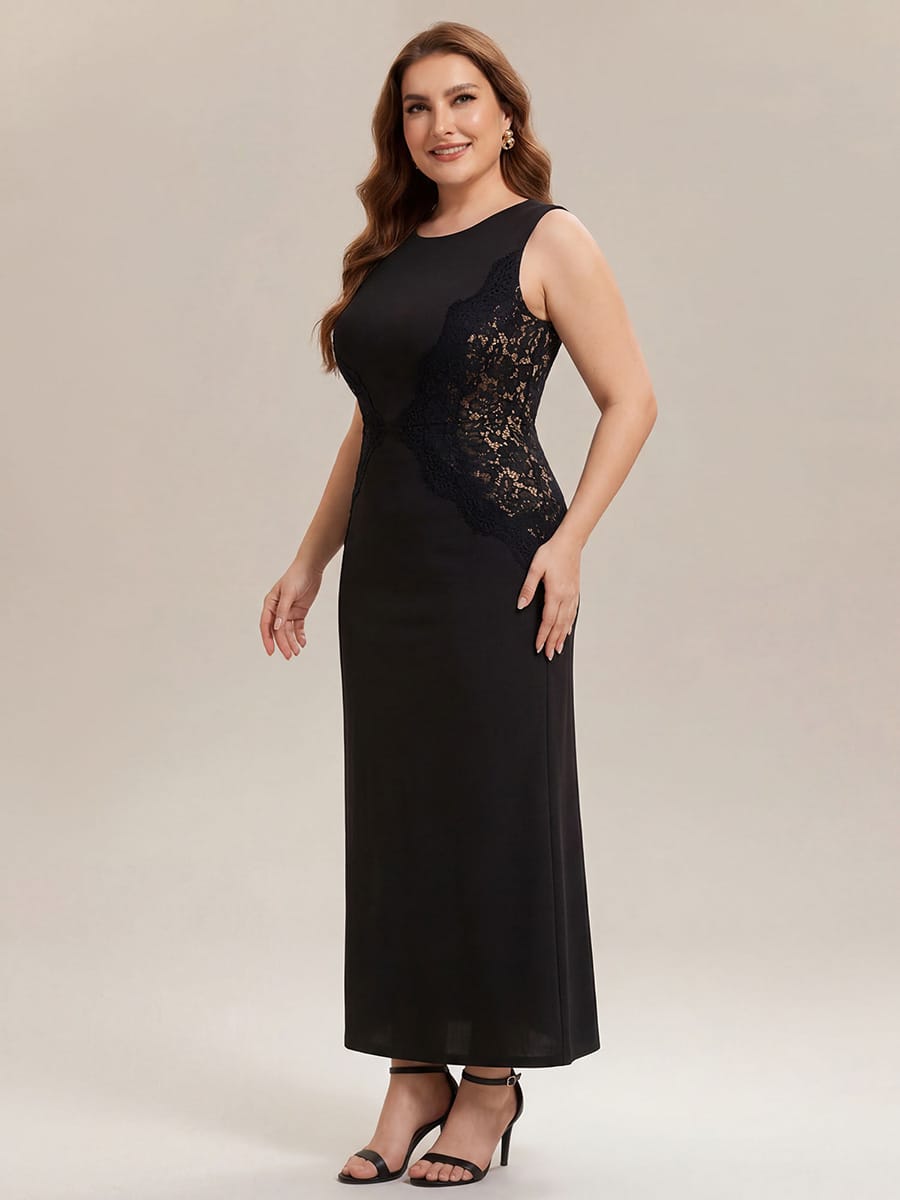 Cut-Out Detail Knit Sleeveless Dress #color_Black
