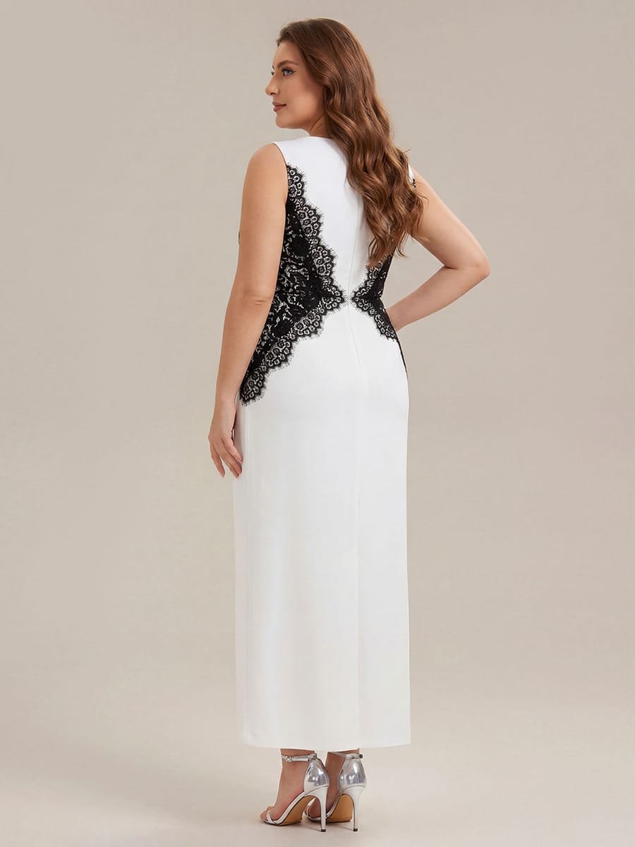 Cut-Out Detail Knit Sleeveless Dress #color_Ivory-Black