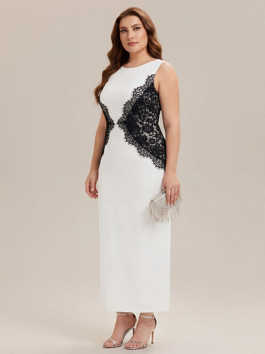 Cut-Out Detail Knit Sleeveless Dress #color_Ivory-Black
