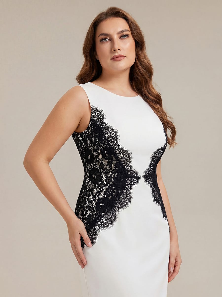 Cut-Out Detail Knit Sleeveless Dress #color_Ivory-Black