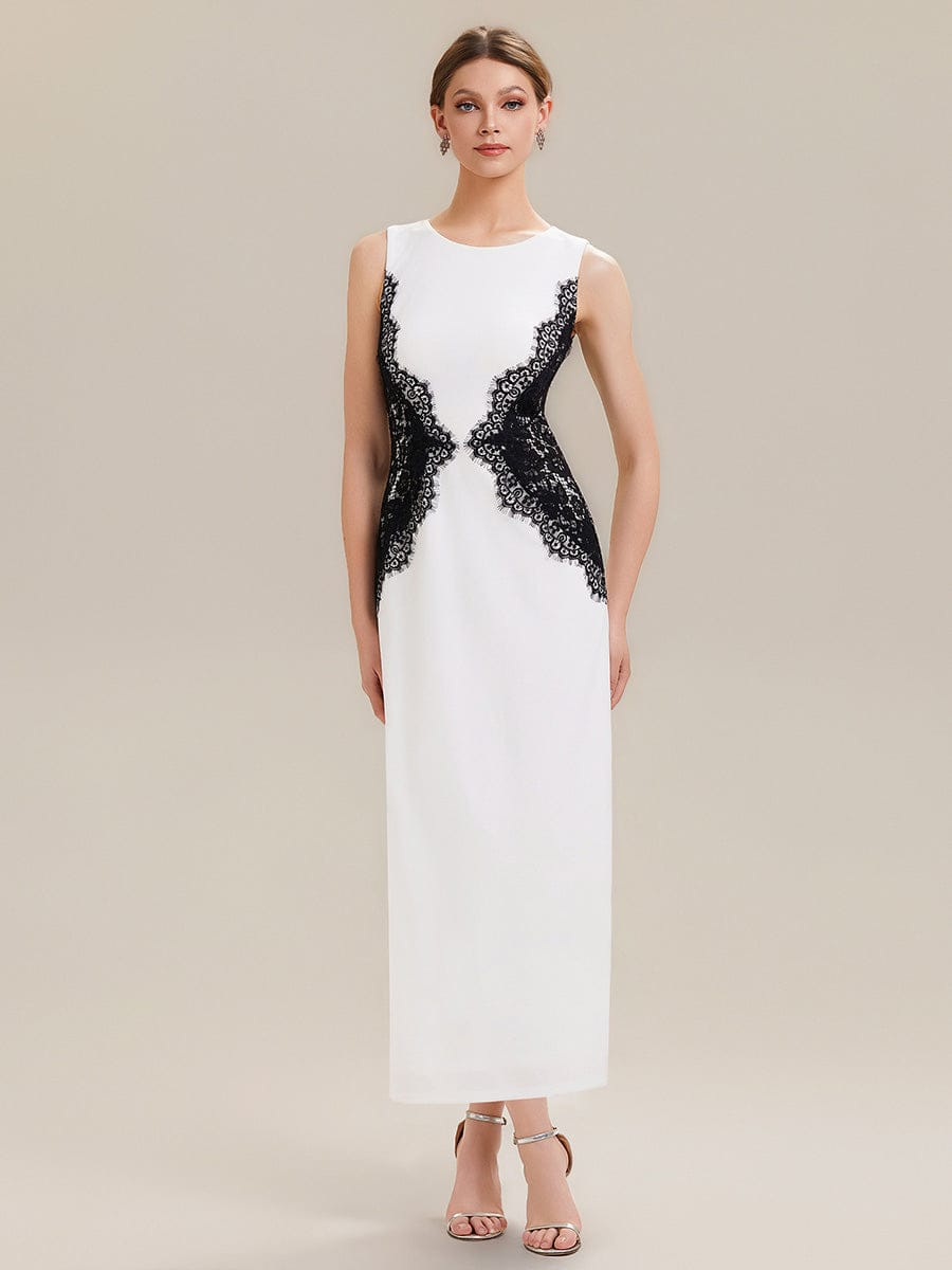 Cut-Out Detail Knit Sleeveless Dress #color_Ivory-Black