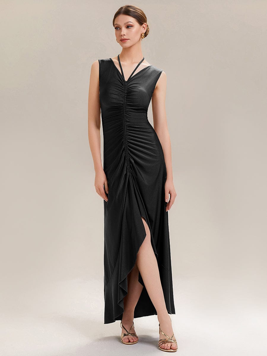 Convertible Knit Sleeveless Dress #color_Black