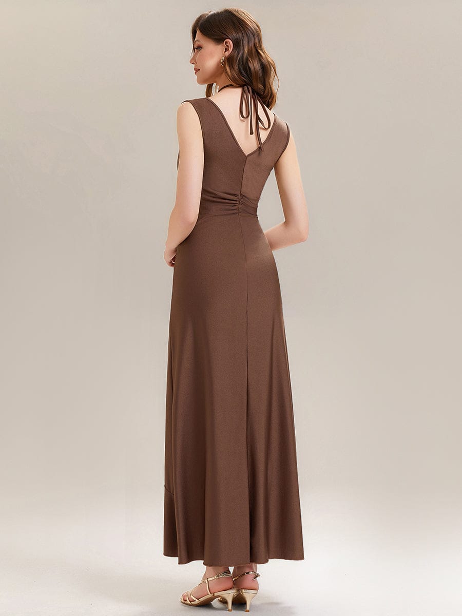 Convertible Knit Sleeveless Dress #color_Brown