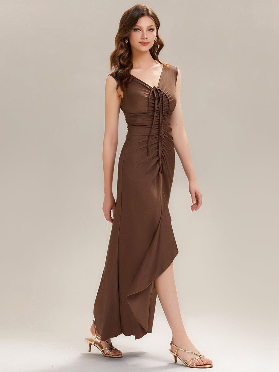 Convertible Knit Sleeveless Dress #color_Brown