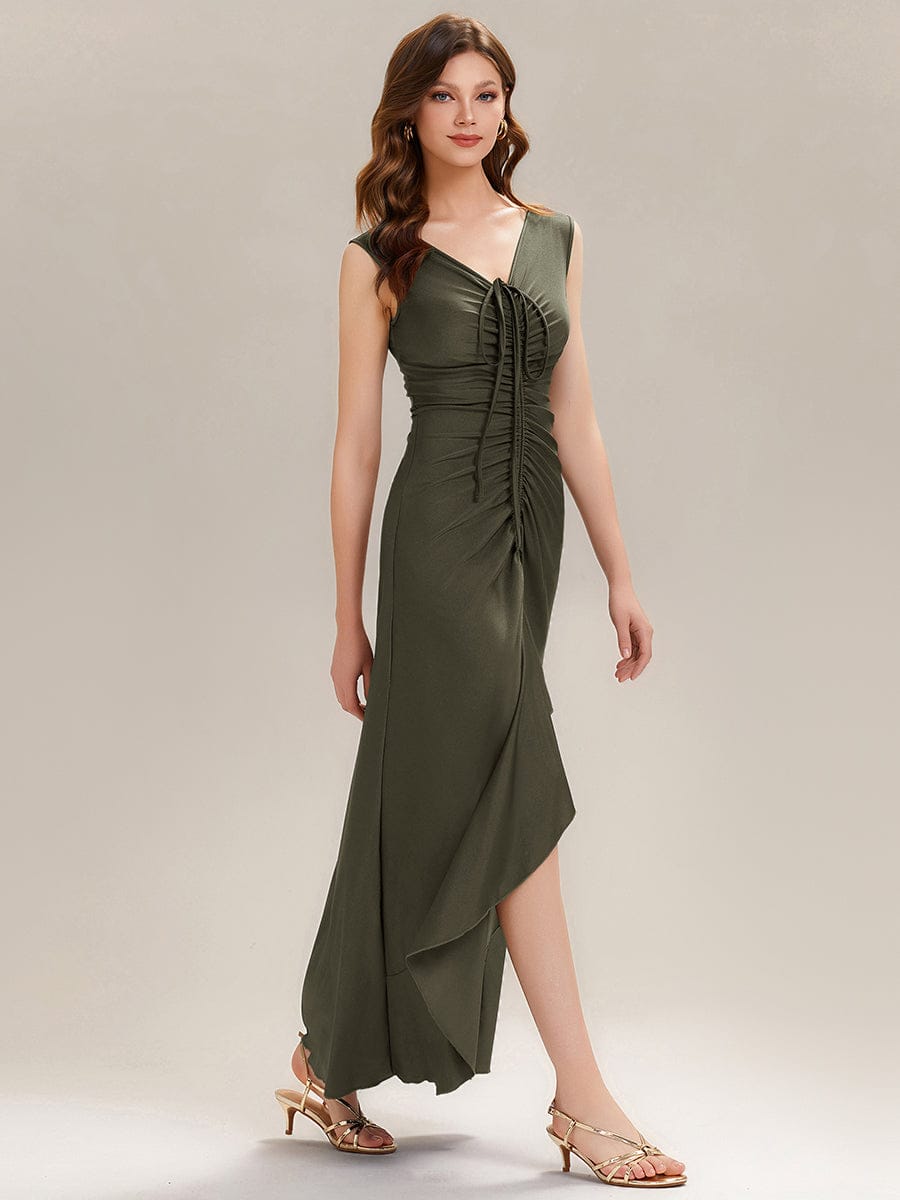Convertible Knit Sleeveless Dress #color_Olive Green