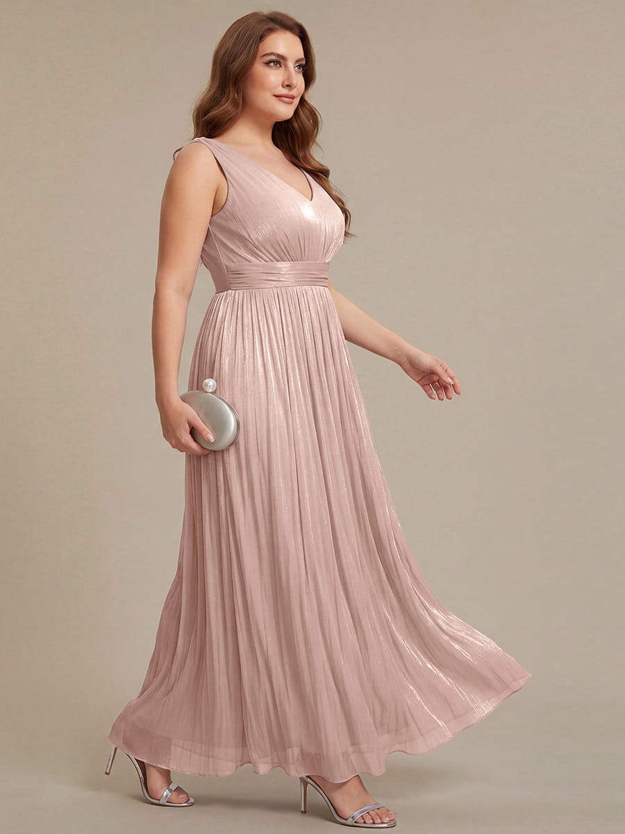 Gathered Sea-island filament fabircs Sleeveless Dress #color_Dusty Rose