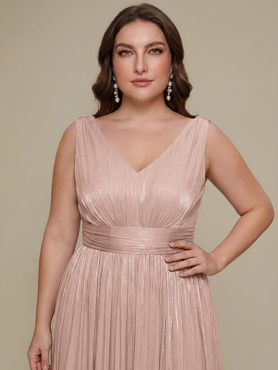 Gathered Sea-island filament fabircs Sleeveless Dress #color_Dusty Rose