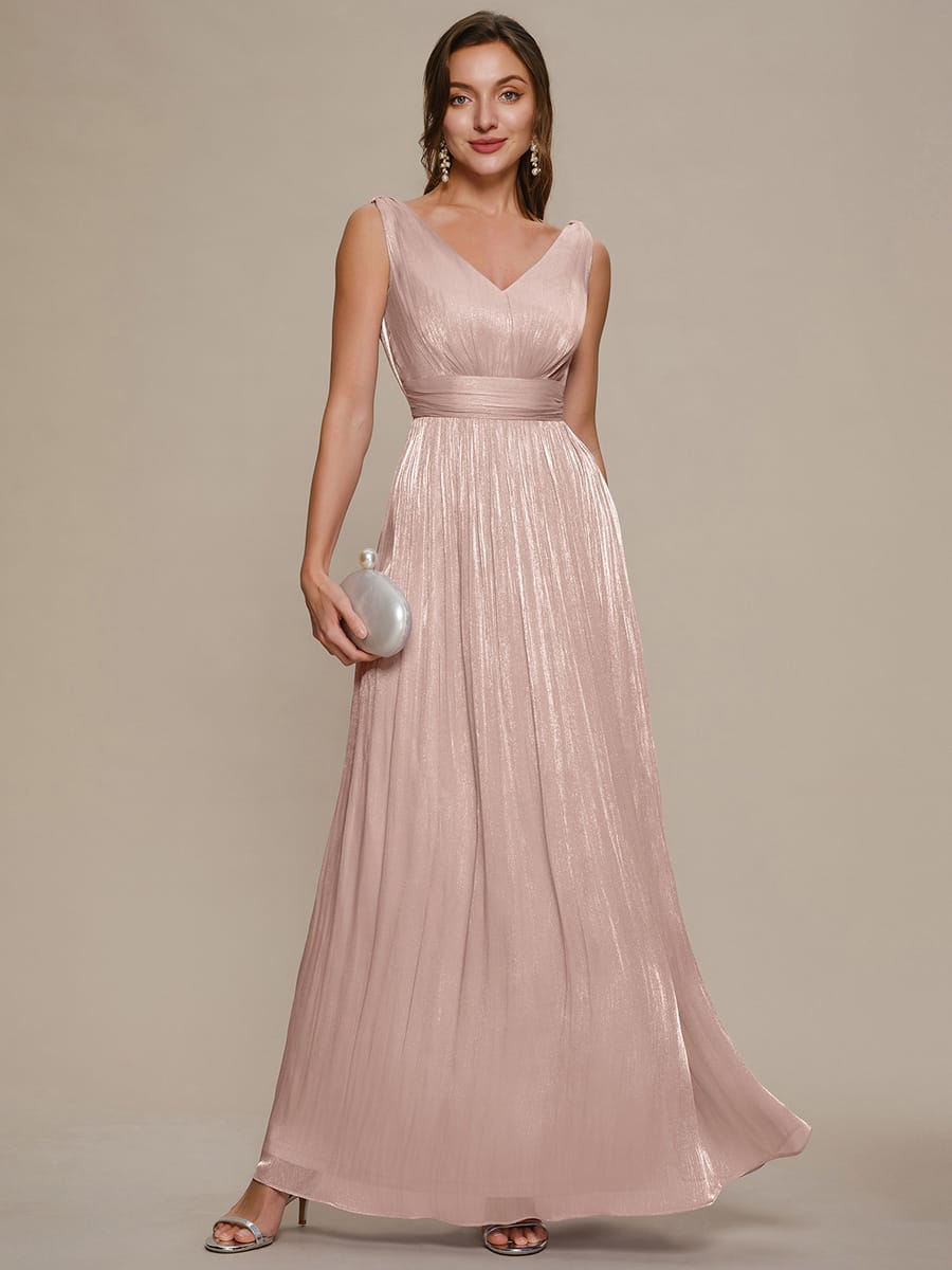 Gathered Sea-island filament fabircs Sleeveless Dress #color_Dusty Rose