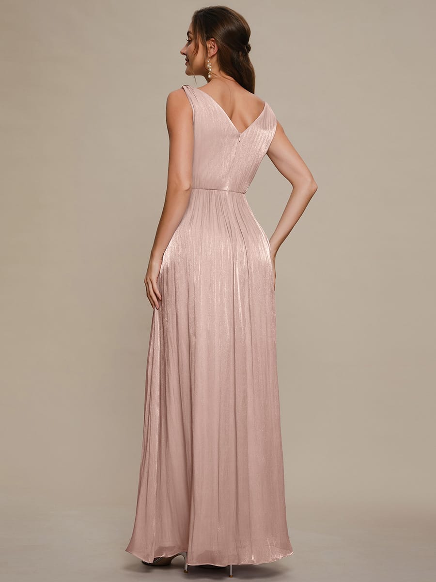 Gathered Sea-island filament fabircs Sleeveless Dress #color_Dusty Rose