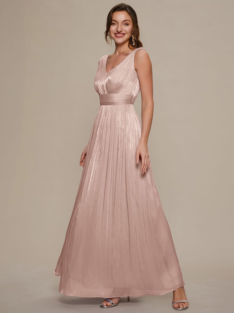 Gathered Sea-island filament fabircs Sleeveless Dress #color_Dusty Rose