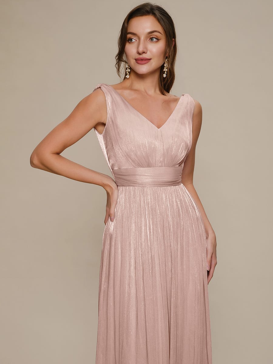 Gathered Sea-island filament fabircs Sleeveless Dress #color_Dusty Rose