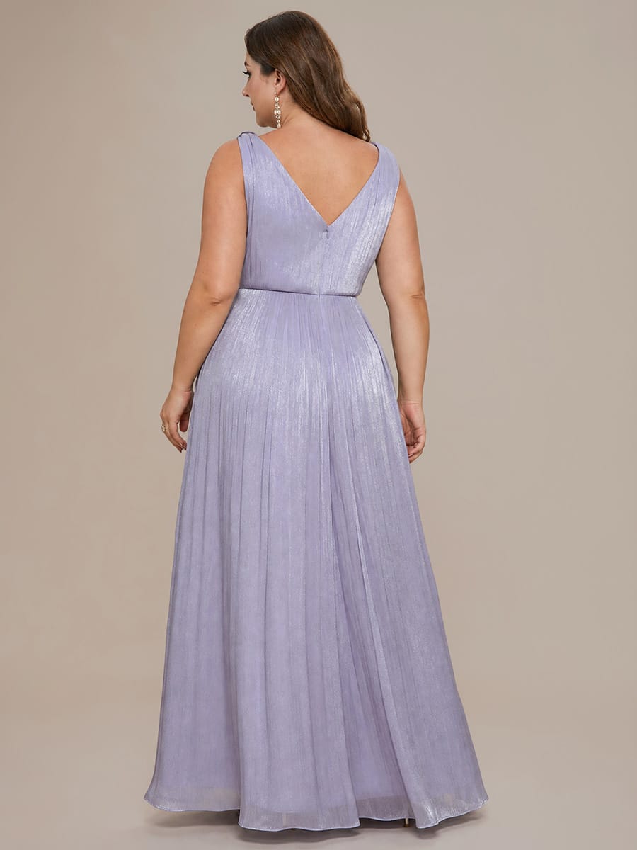 Gathered Sea-island filament fabircs Sleeveless Dress #color_Frosted Lilac
