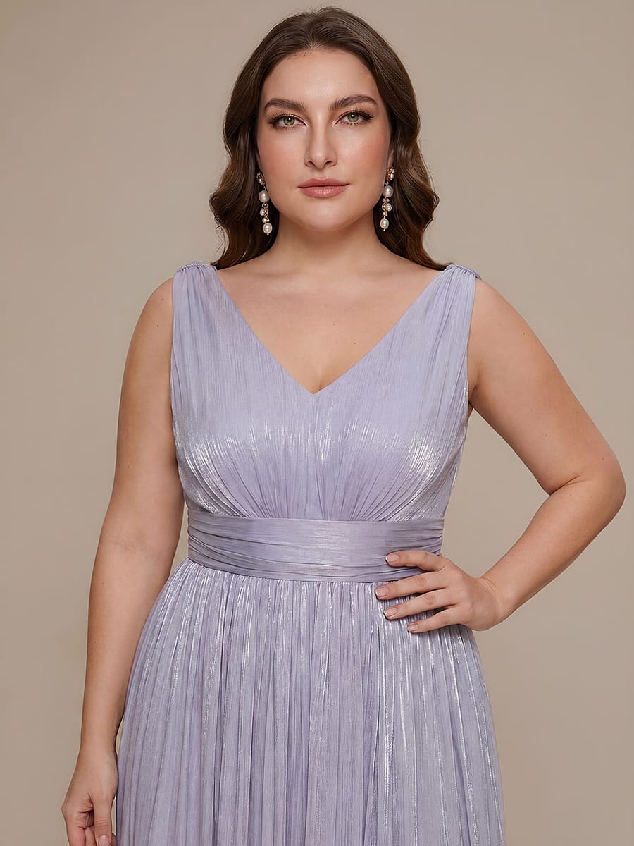 Gathered Sea-island filament fabircs Sleeveless Dress #color_Frosted Lilac
