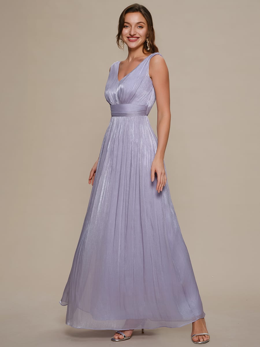 Gathered Sea-island filament fabircs Sleeveless Dress #color_Frosted Lilac