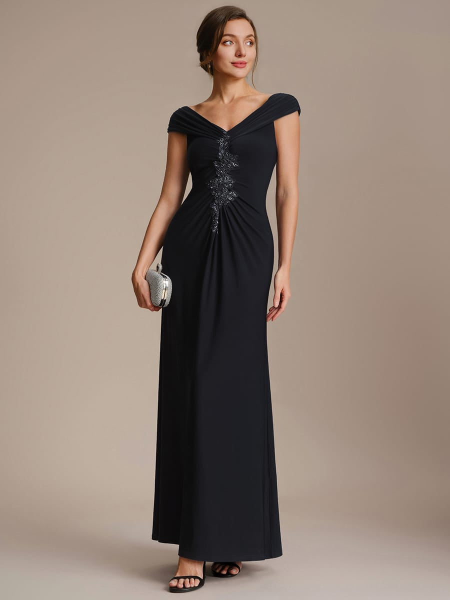 Multi-way jersey Off-the-shoulder Sleeve Dress #color_Black