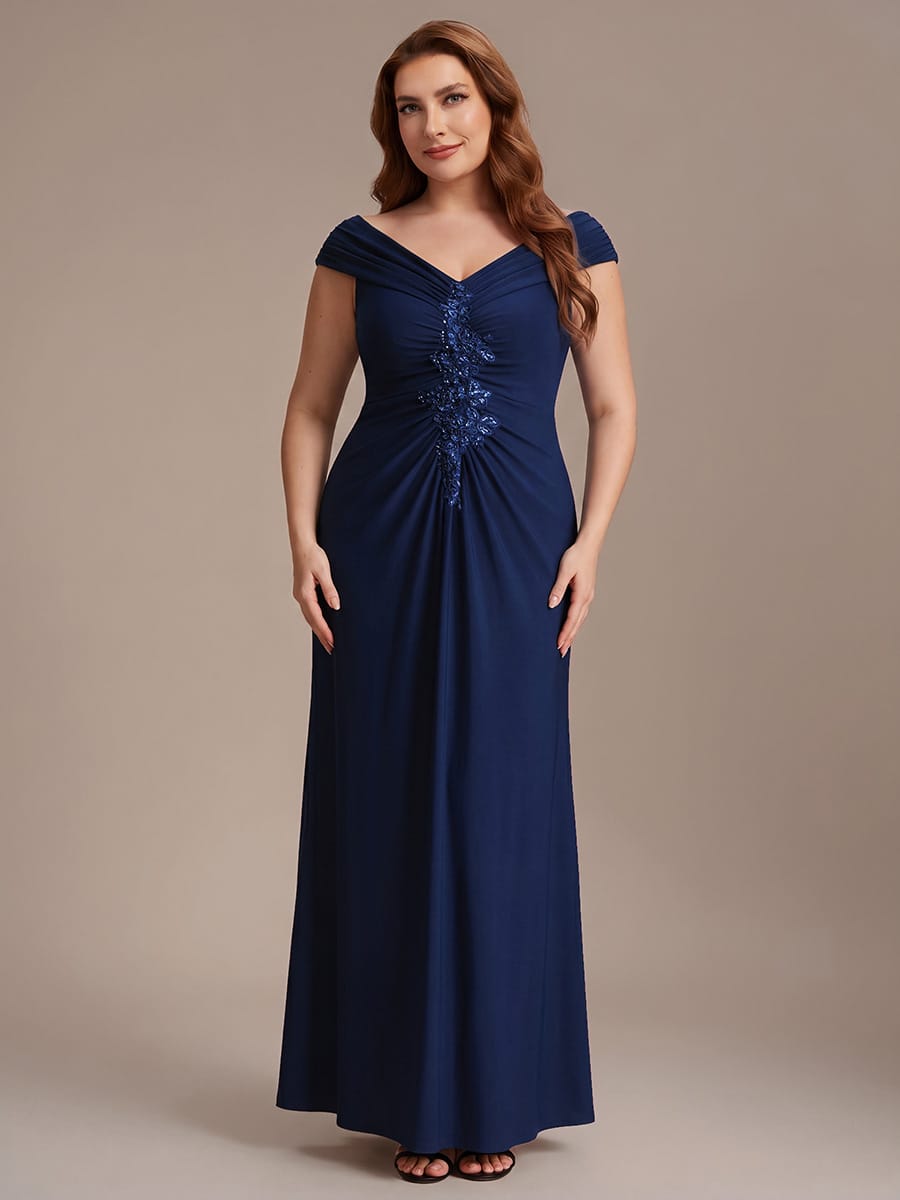 Multi-way jersey Off-the-shoulder Sleeve Dress #color_Navy Blue