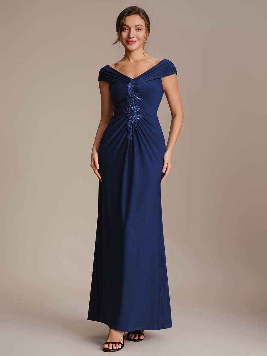 Multi-way jersey Off-the-shoulder Sleeve Dress #color_Navy Blue
