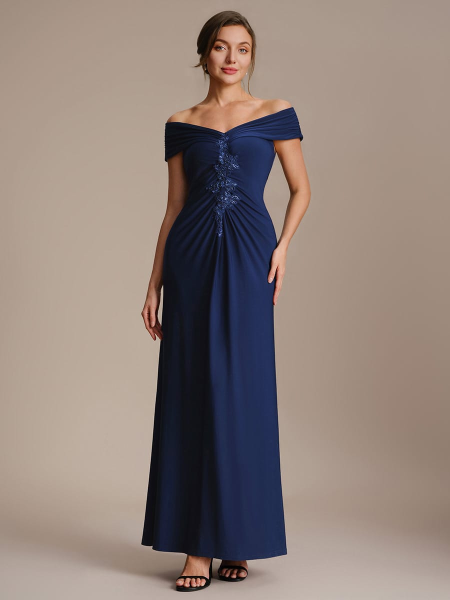 Multi-way jersey Off-the-shoulder Sleeve Dress #color_Navy Blue
