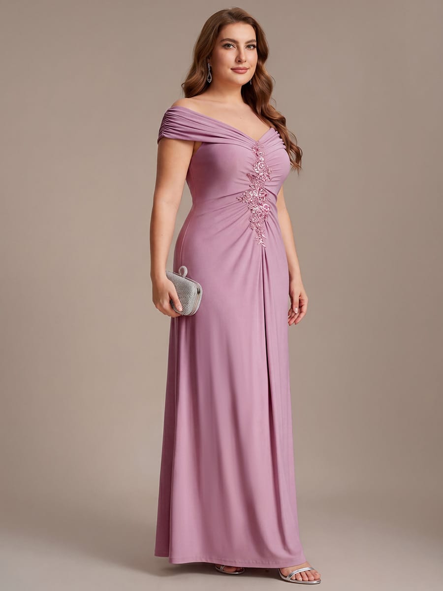 Multi-way jersey Off-the-shoulder Sleeve Dress #color_Purple Orchid
