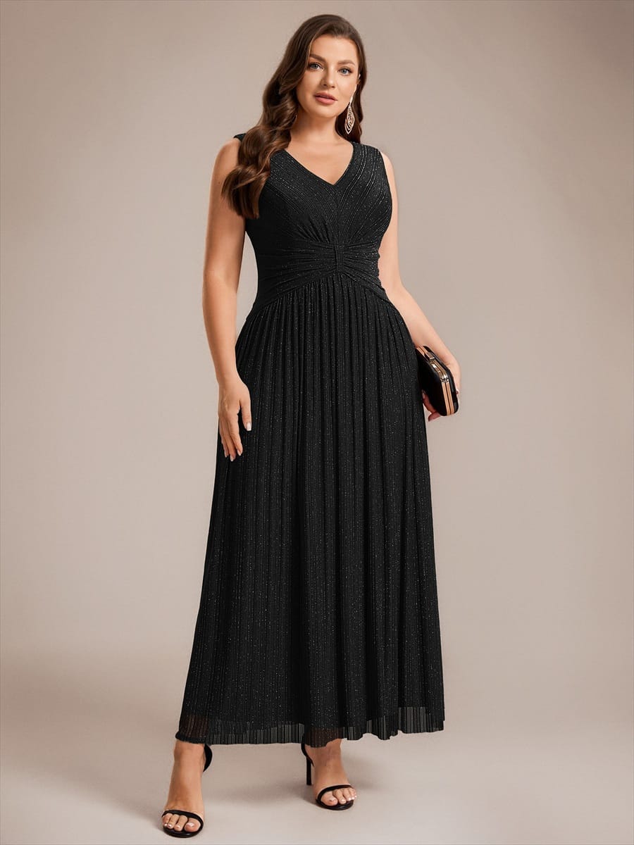 Tulle Sleeveless A-line Dress #color_Black