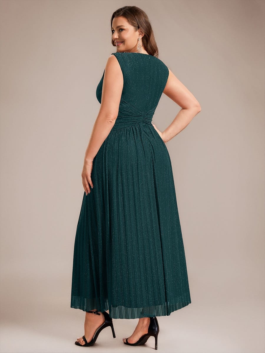 Tulle Sleeveless A-line Dress #color_Teal