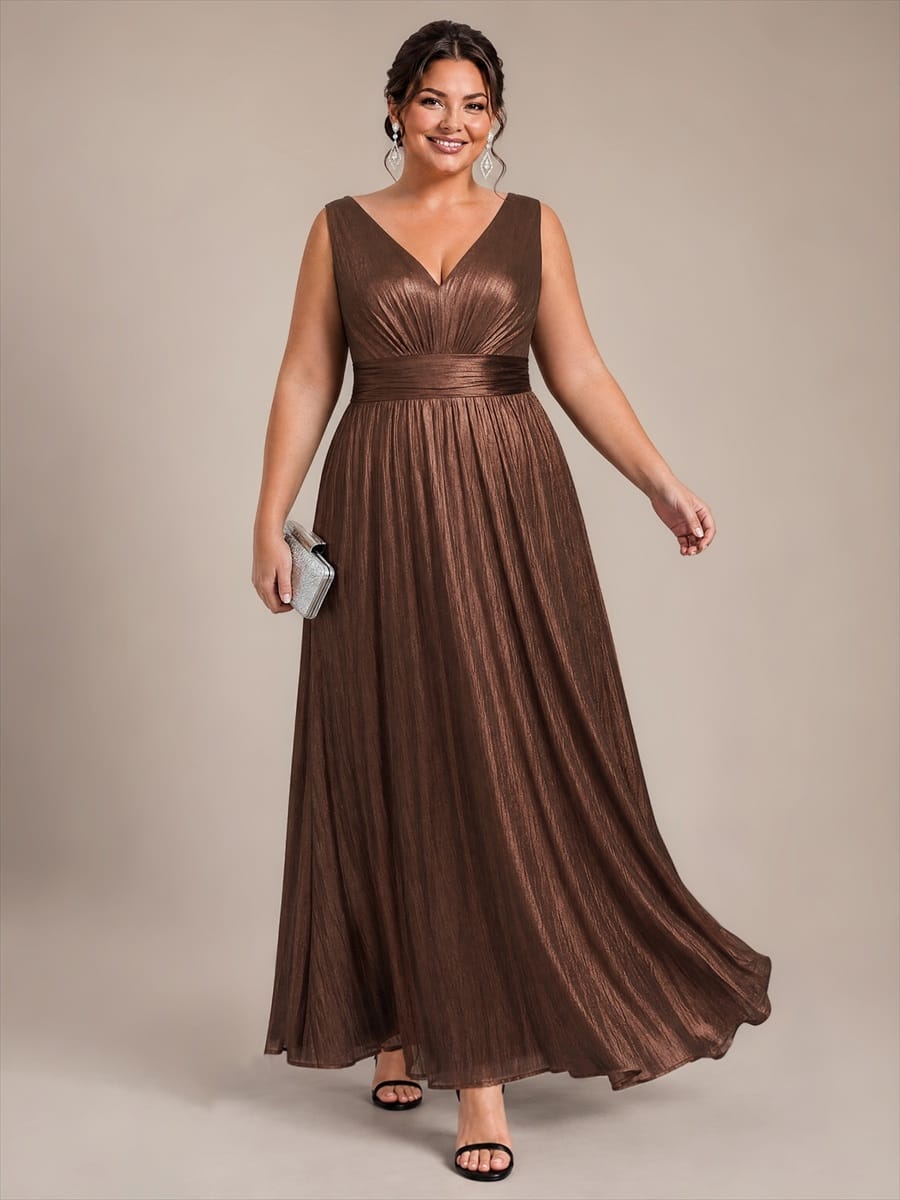Knit Sleeveless Full Skirt Dress #color_Chocolate Brown