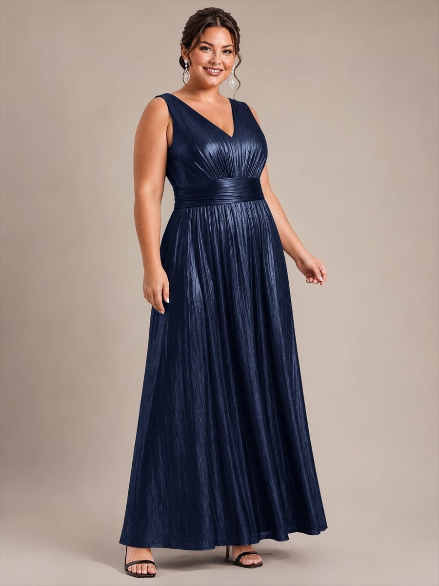 Knit Sleeveless Full Skirt Dress #color_Navy Blue