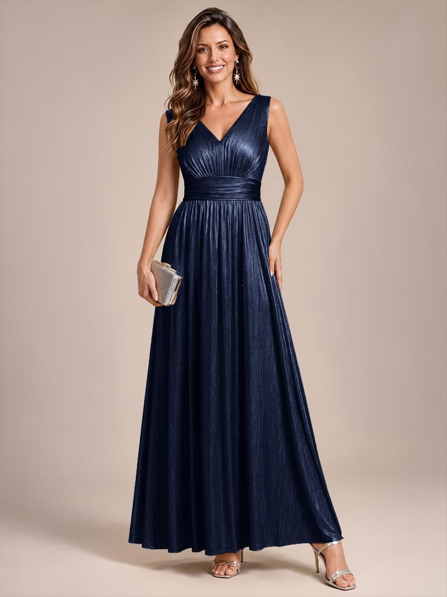 Knit Sleeveless Full Skirt Dress #color_Navy Blue