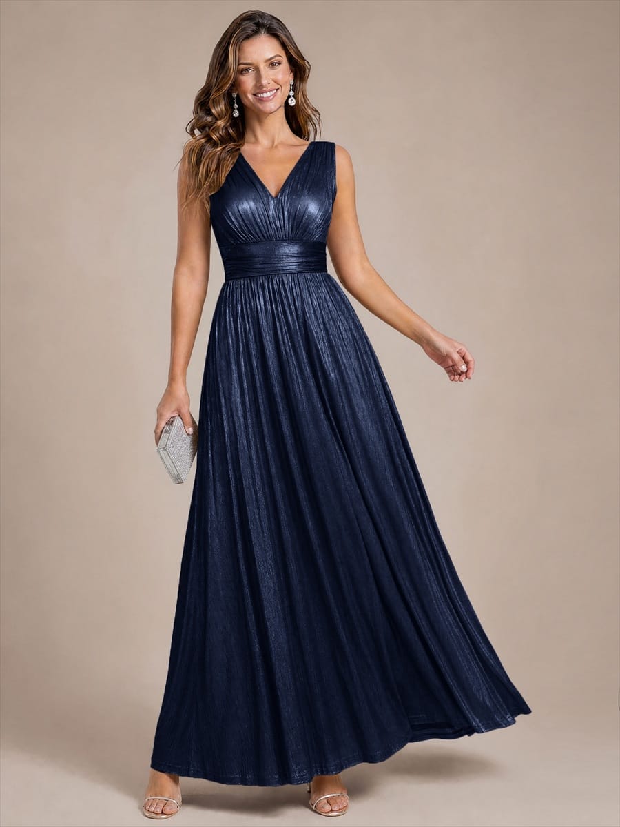Knit Sleeveless Full Skirt Dress #color_Navy Blue