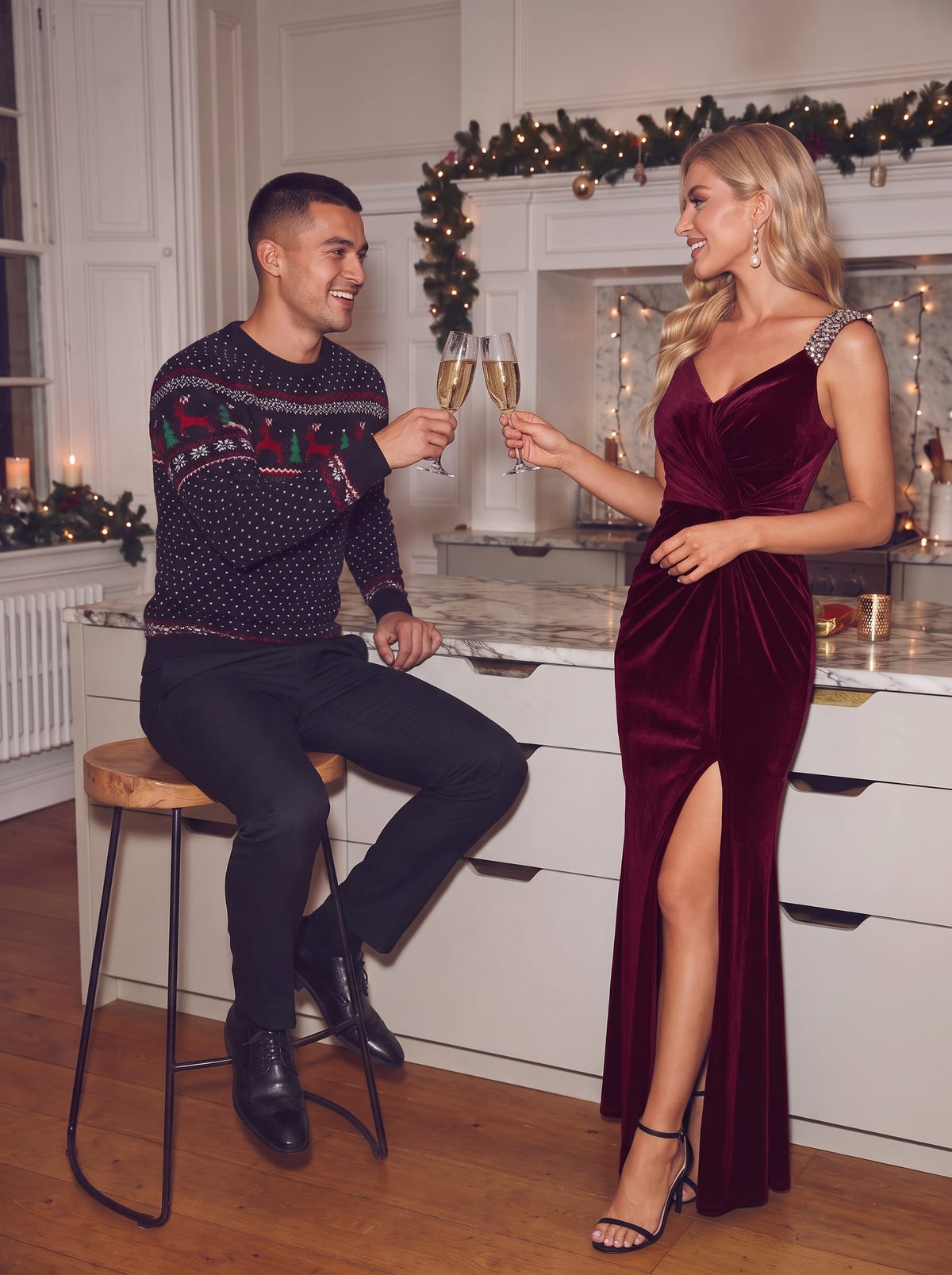 Knotted Velvet Sleeveless Dress #color_Burgundy