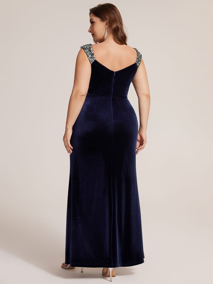Knotted Velvet Sleeveless Dress #color_Navy Blue