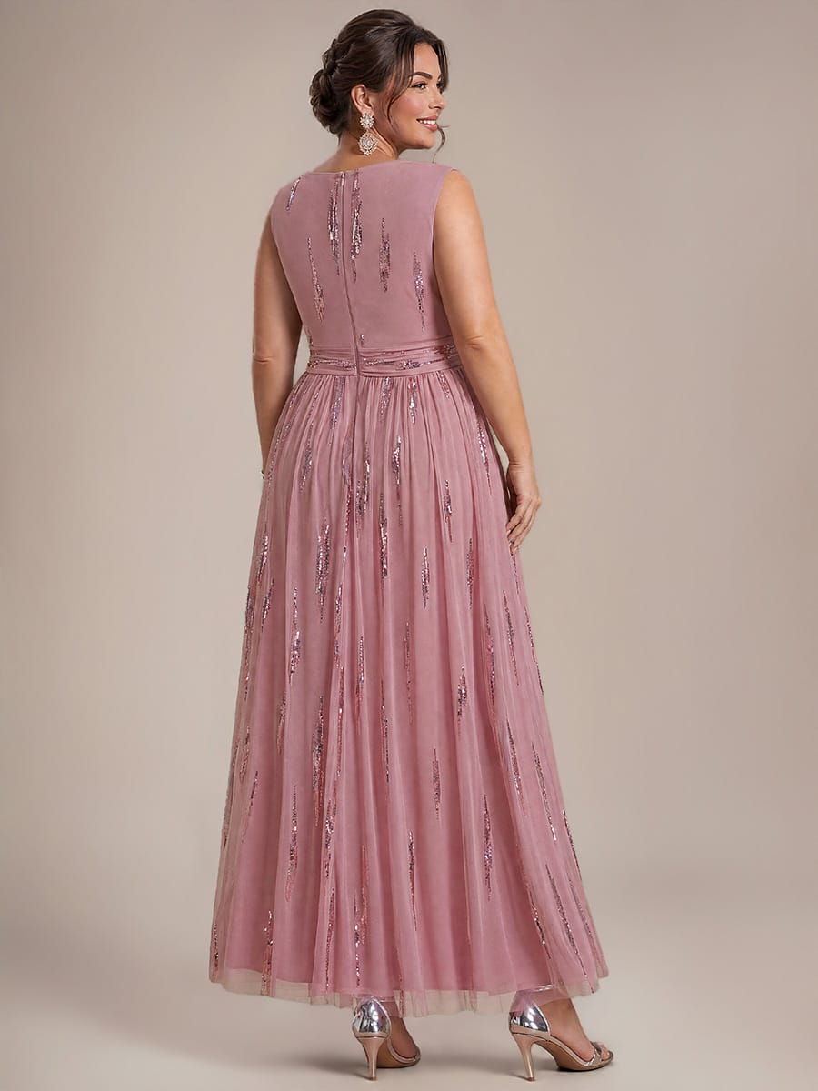 Tulle Sleeveless A-line Dress #color_Purple Orchid