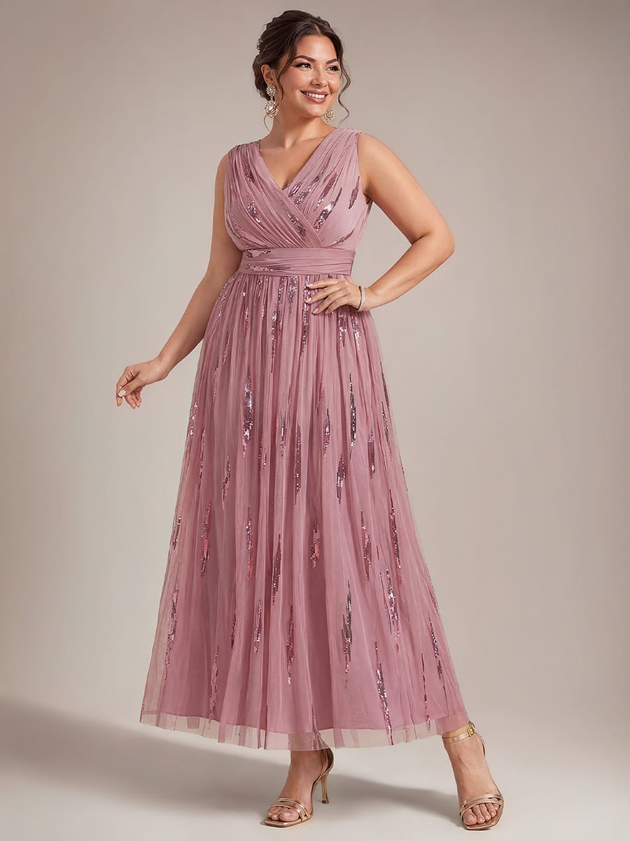 Tulle Sleeveless A-line Dress #color_Purple Orchid