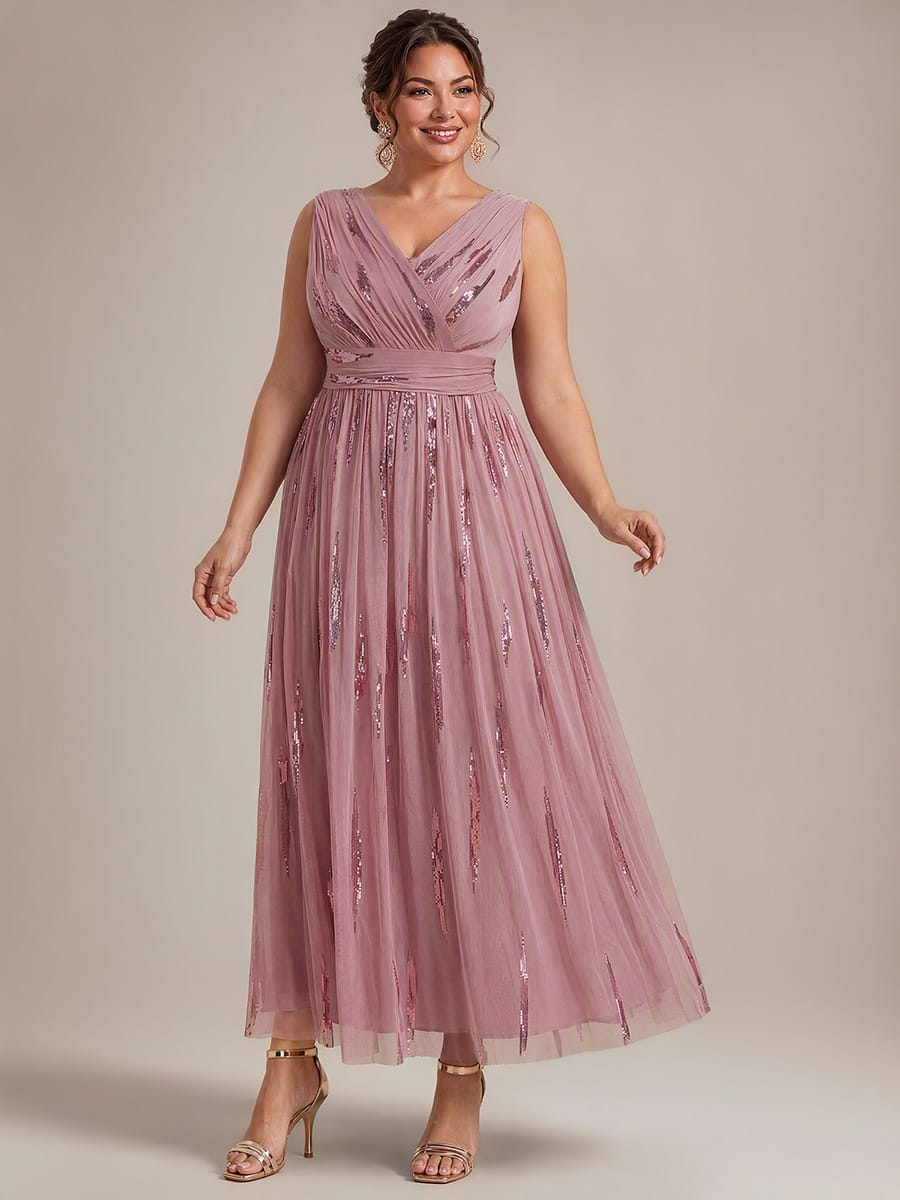 Tulle Sleeveless A-line Dress #color_Purple Orchid