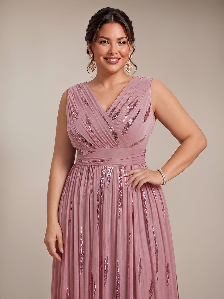 Tulle Sleeveless A-line Dress #color_Purple Orchid