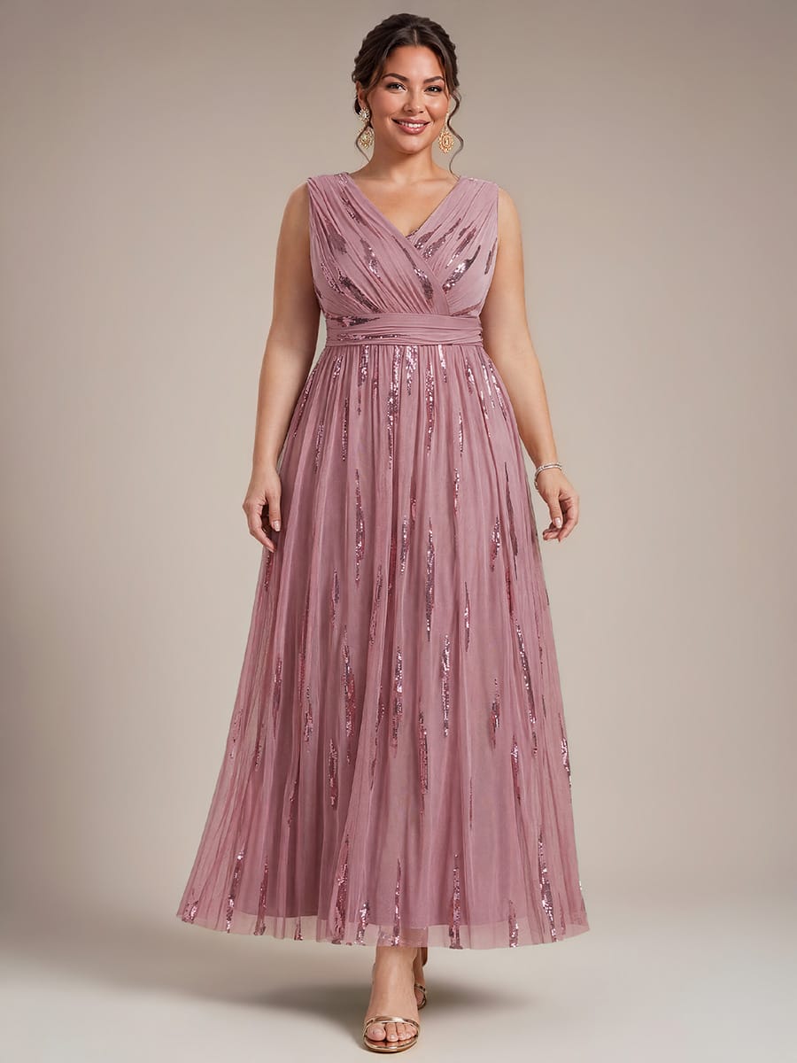 Tulle Sleeveless A-line Dress #color_Purple Orchid