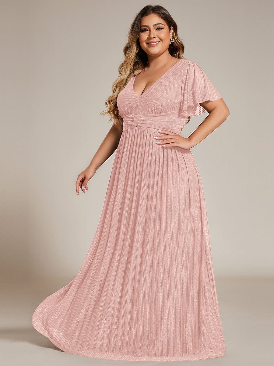 Stylish Cold-Shoulder Floor Length Bridesmaid Dress with Side Slit #color_Pink