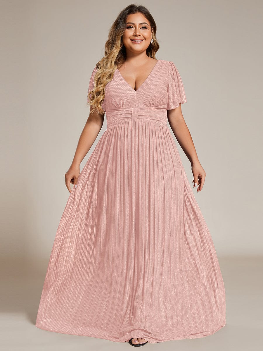 Stylish Cold-Shoulder Floor Length Bridesmaid Dress with Side Slit #color_Pink