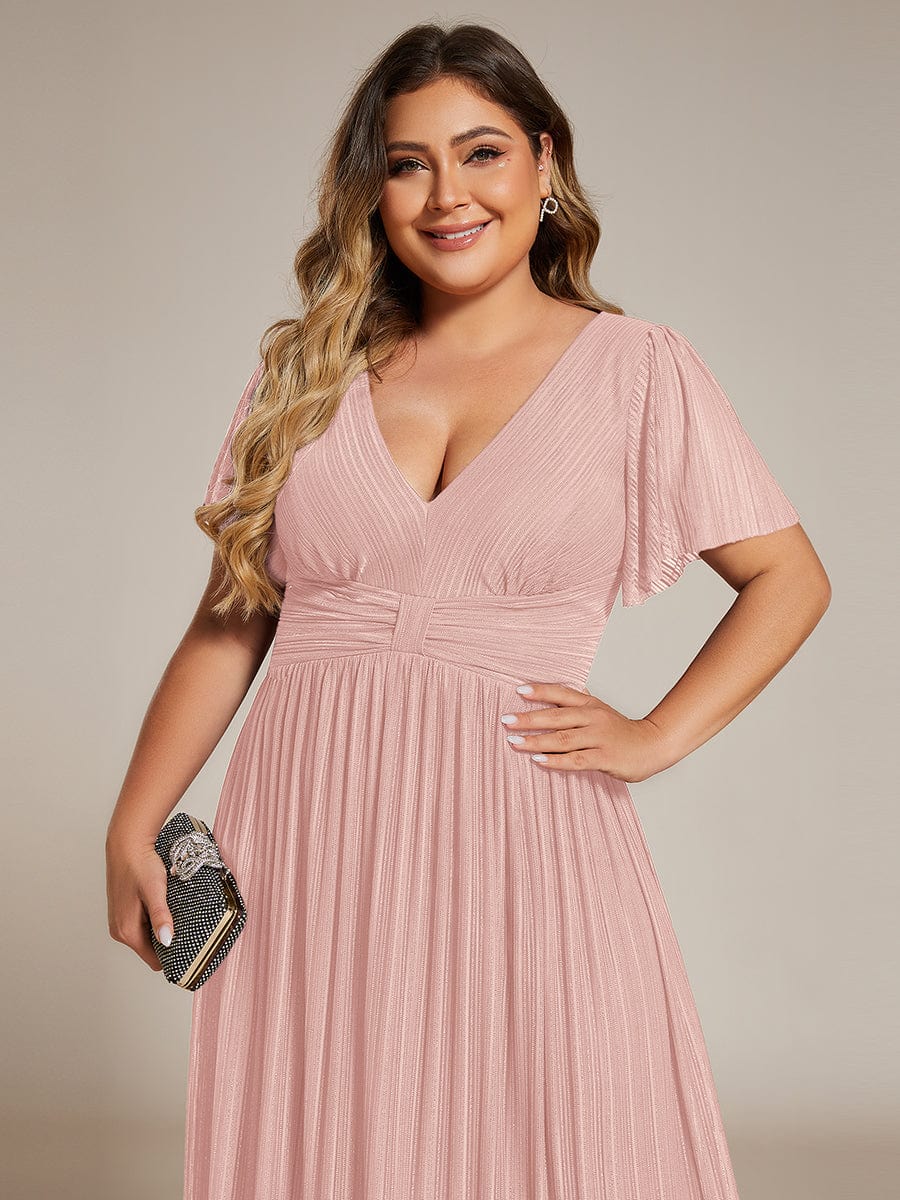 Stylish Cold-Shoulder Floor Length Bridesmaid Dress with Side Slit #color_Pink