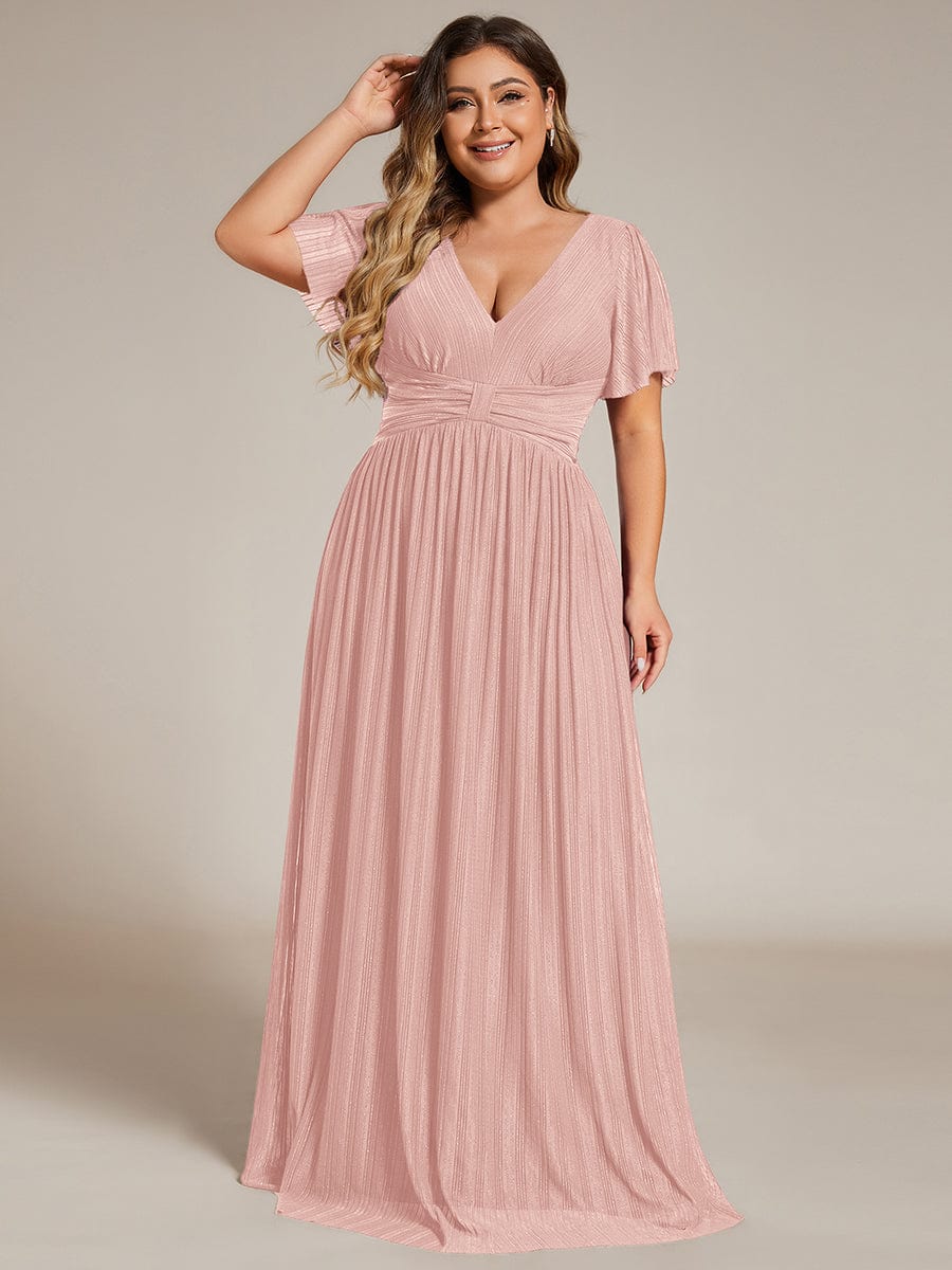 Stylish Cold-Shoulder Floor Length Bridesmaid Dress with Side Slit #color_Pink