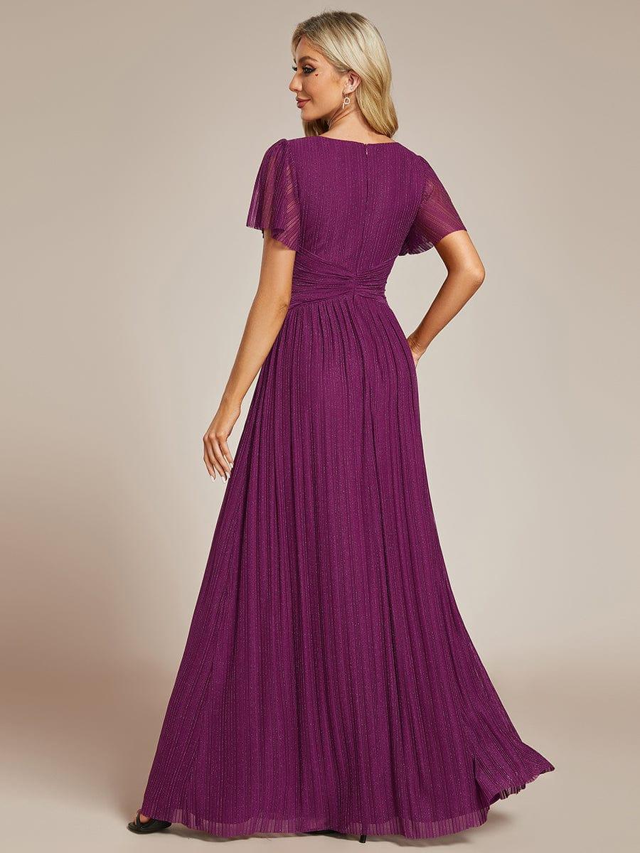 Sparkle Long Sleeve Wedding Guest Dress with A-line Silhouette #color_Purple Wisteria