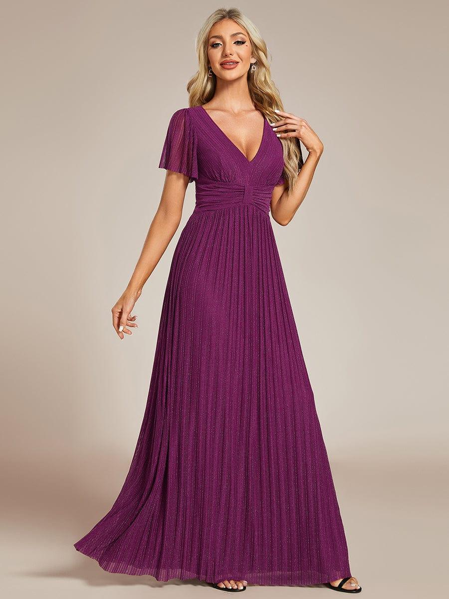 Sparkle Long Sleeve Wedding Guest Dress with A-line Silhouette #color_Purple Wisteria