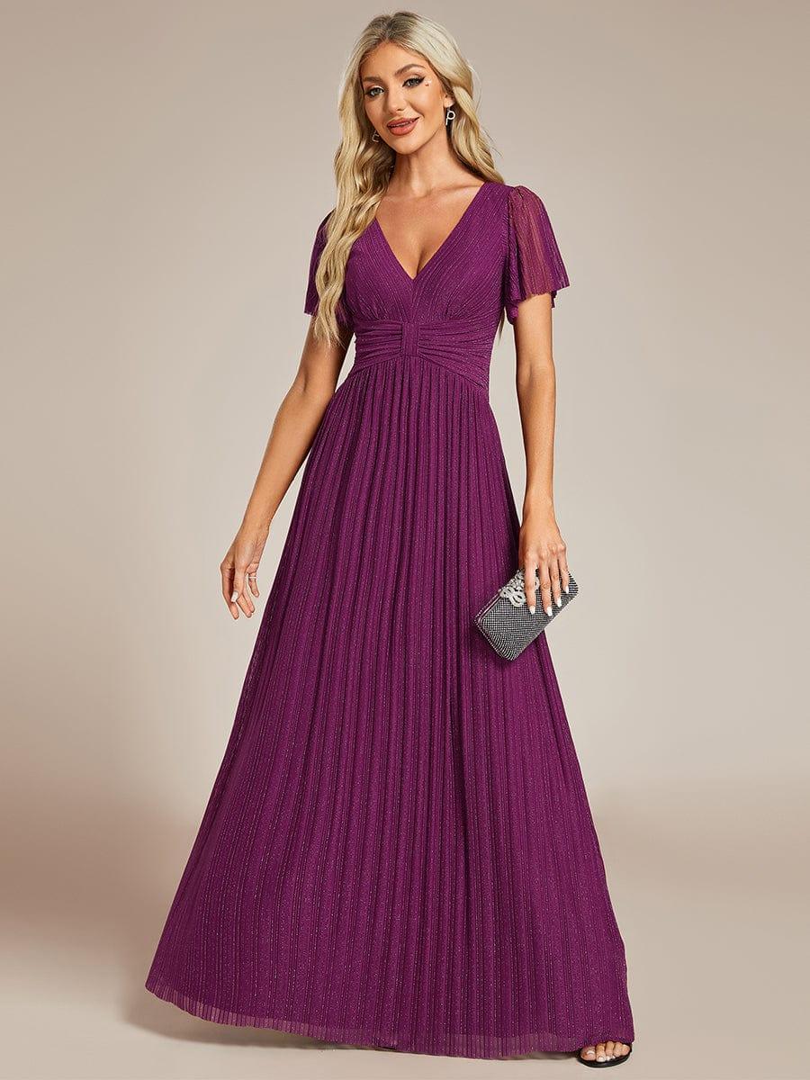 Sparkle Long Sleeve Wedding Guest Dress with A-line Silhouette #color_Purple Wisteria